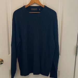 Men's Navy Lightweight Cable Knit Sweater
